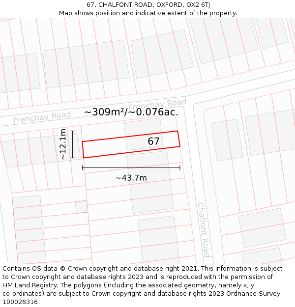 67, CHALFONT ROAD, OXFORD, OX2 6TJ: Plot and title map