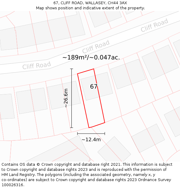 67, CLIFF ROAD, WALLASEY, CH44 3AX: Plot and title map