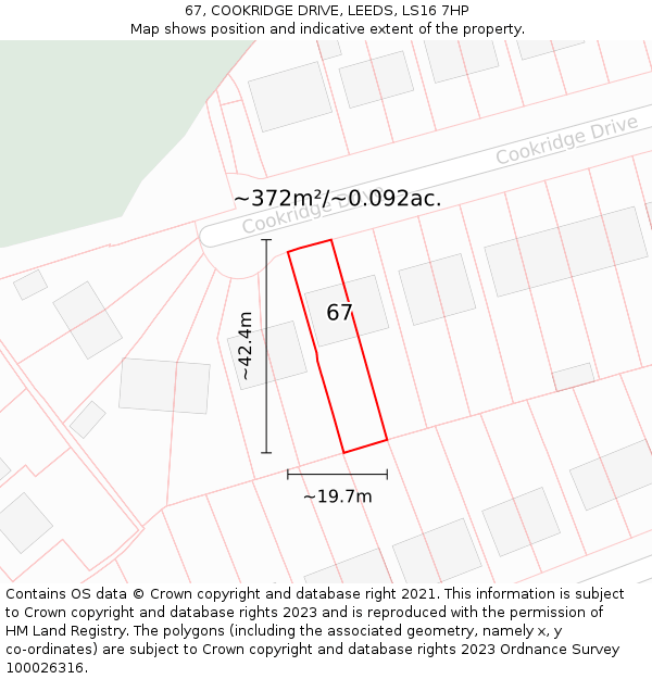 67, COOKRIDGE DRIVE, LEEDS, LS16 7HP: Plot and title map