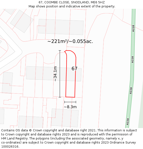 67, COOMBE CLOSE, SNODLAND, ME6 5HZ: Plot and title map