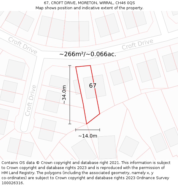 67, CROFT DRIVE, MORETON, WIRRAL, CH46 0QS: Plot and title map