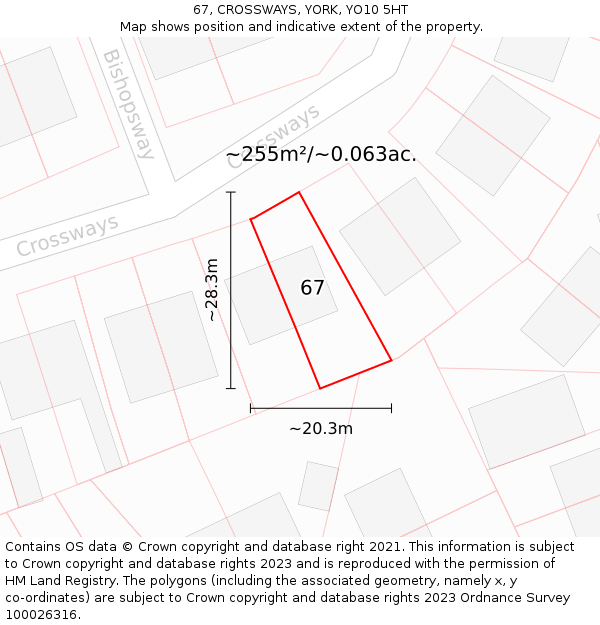 67, CROSSWAYS, YORK, YO10 5HT: Plot and title map