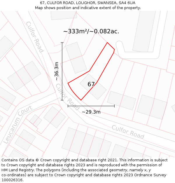 67, CULFOR ROAD, LOUGHOR, SWANSEA, SA4 6UA: Plot and title map