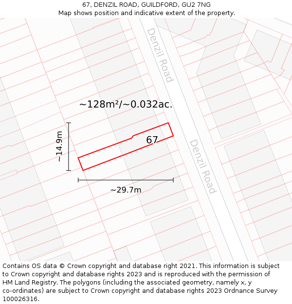 67, DENZIL ROAD, GUILDFORD, GU2 7NG: Plot and title map