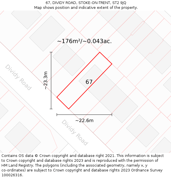 67, DIVIDY ROAD, STOKE-ON-TRENT, ST2 9JQ: Plot and title map