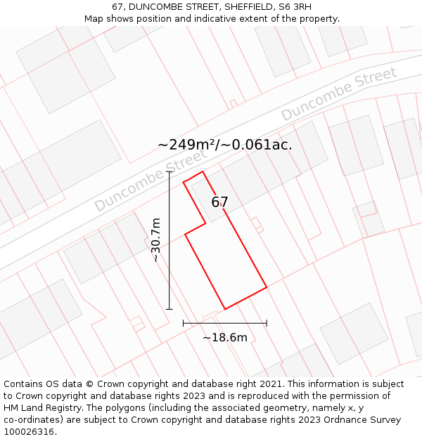 67, DUNCOMBE STREET, SHEFFIELD, S6 3RH: Plot and title map