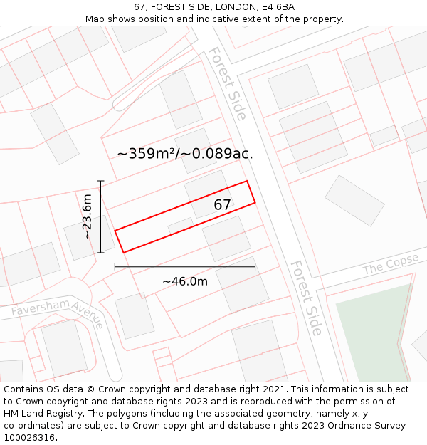 67, FOREST SIDE, LONDON, E4 6BA: Plot and title map