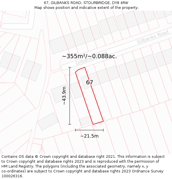 67, GILBANKS ROAD, STOURBRIDGE, DY8 4RW: Plot and title map