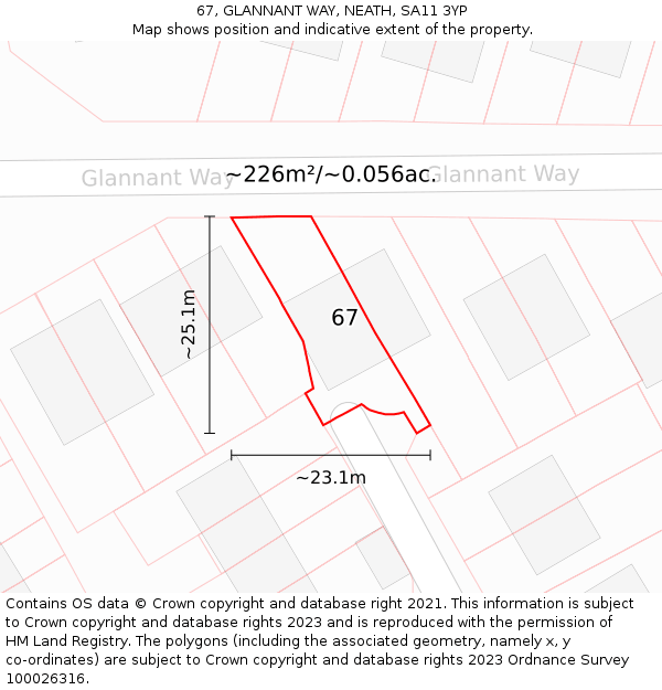 67, GLANNANT WAY, NEATH, SA11 3YP: Plot and title map