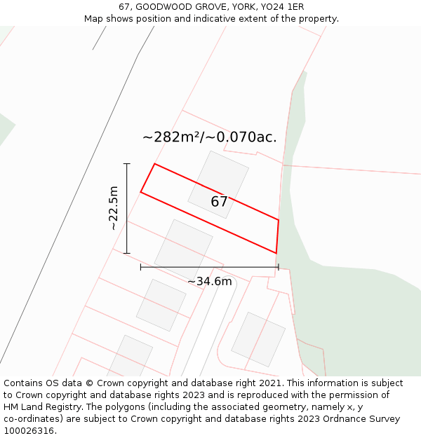 67, GOODWOOD GROVE, YORK, YO24 1ER: Plot and title map