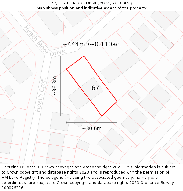 67, HEATH MOOR DRIVE, YORK, YO10 4NQ: Plot and title map