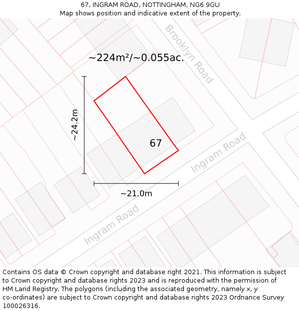 67, INGRAM ROAD, NOTTINGHAM, NG6 9GU: Plot and title map