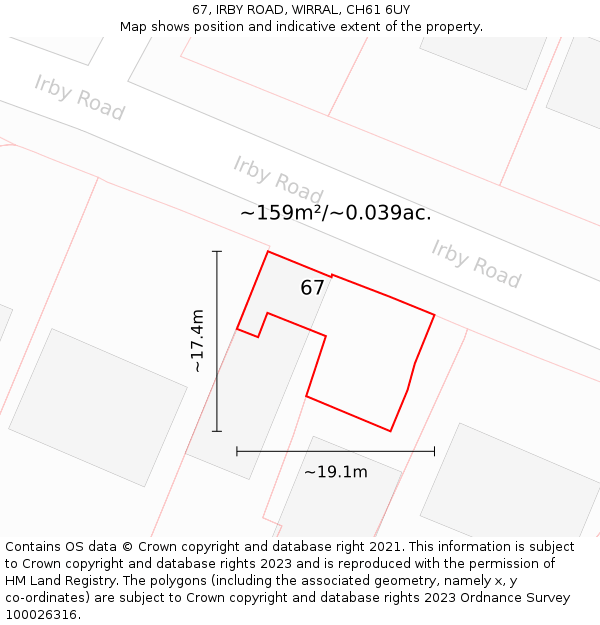 67, IRBY ROAD, WIRRAL, CH61 6UY: Plot and title map