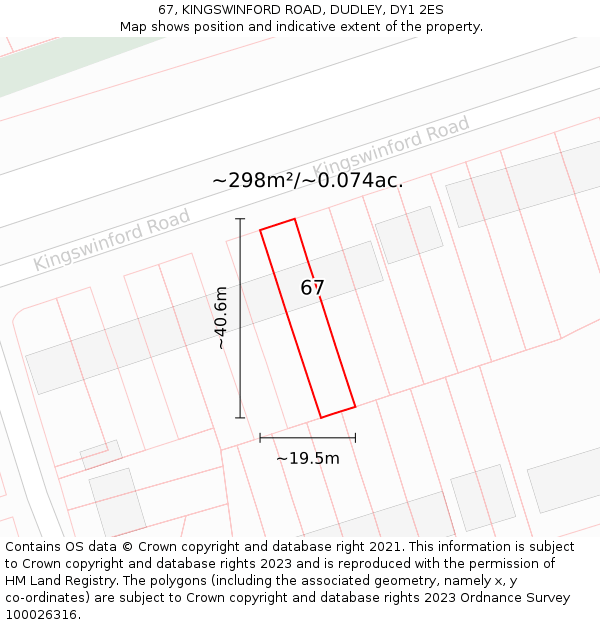 67, KINGSWINFORD ROAD, DUDLEY, DY1 2ES: Plot and title map