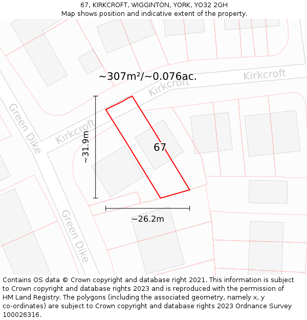 67, KIRKCROFT, WIGGINTON, YORK, YO32 2GH: Plot and title map