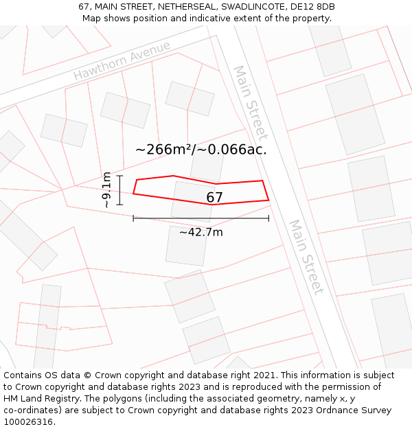 67, MAIN STREET, NETHERSEAL, SWADLINCOTE, DE12 8DB: Plot and title map