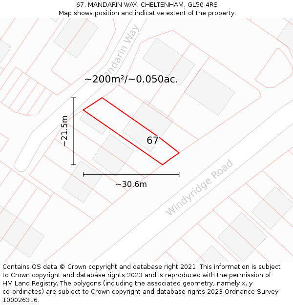 67, MANDARIN WAY, CHELTENHAM, GL50 4RS: Plot and title map