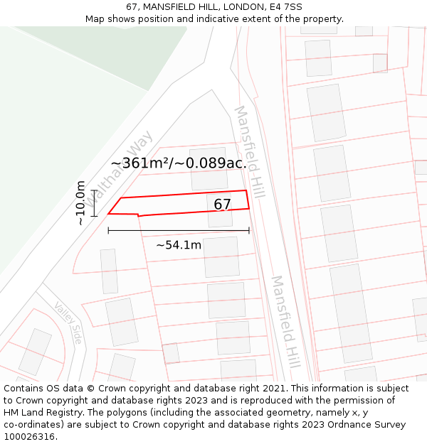 67, MANSFIELD HILL, LONDON, E4 7SS: Plot and title map