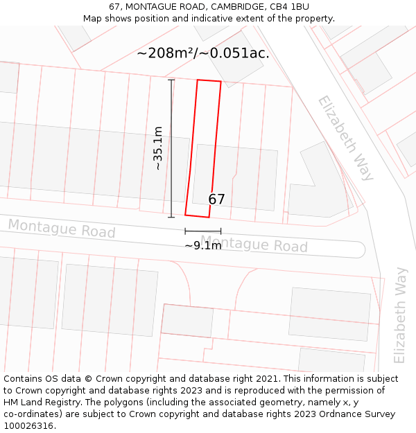 67, MONTAGUE ROAD, CAMBRIDGE, CB4 1BU: Plot and title map