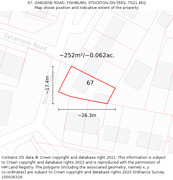 67, OAKDENE ROAD, FISHBURN, STOCKTON-ON-TEES, TS21 4EQ: Plot and title map