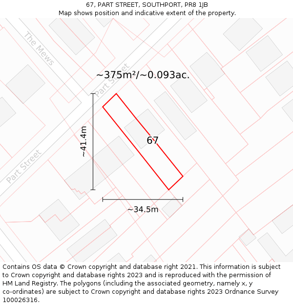 67, PART STREET, SOUTHPORT, PR8 1JB: Plot and title map