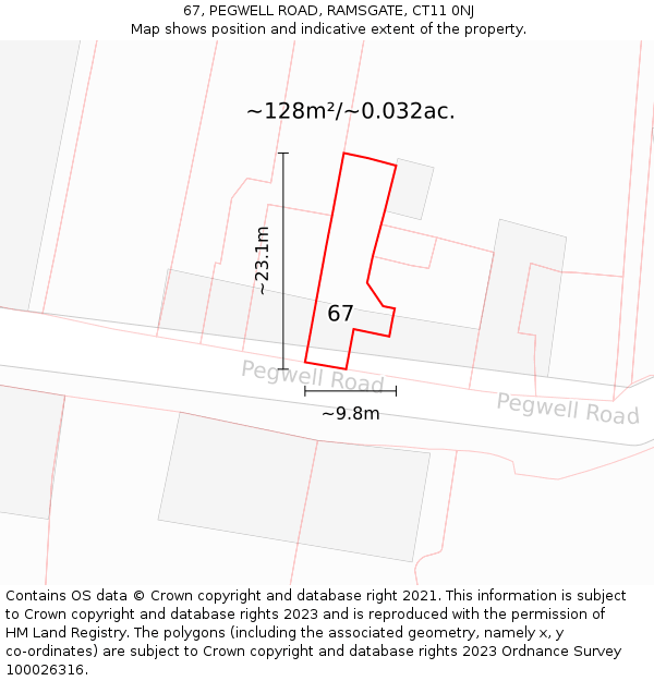 67, PEGWELL ROAD, RAMSGATE, CT11 0NJ: Plot and title map