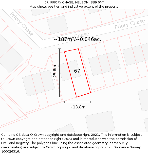 67, PRIORY CHASE, NELSON, BB9 0NT: Plot and title map