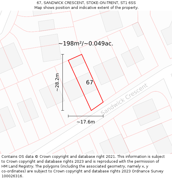 67, SANDWICK CRESCENT, STOKE-ON-TRENT, ST1 6SS: Plot and title map