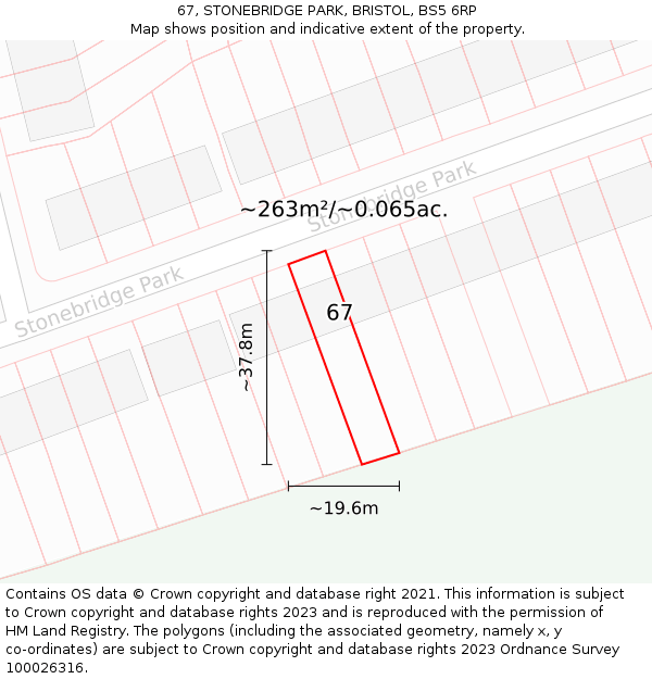 67, STONEBRIDGE PARK, BRISTOL, BS5 6RP: Plot and title map