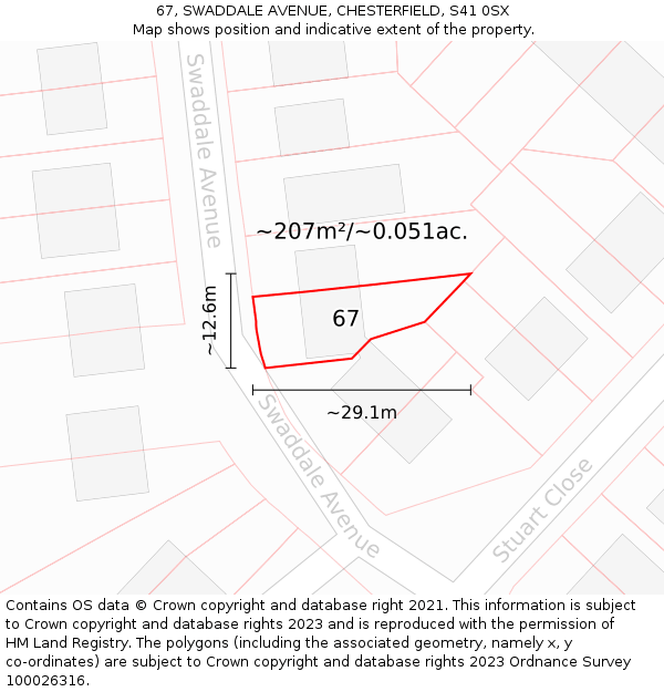 67, SWADDALE AVENUE, CHESTERFIELD, S41 0SX: Plot and title map