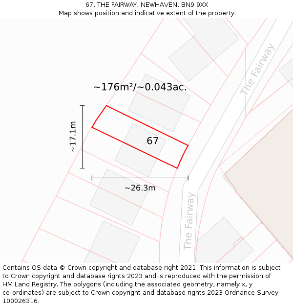 67, THE FAIRWAY, NEWHAVEN, BN9 9XX: Plot and title map