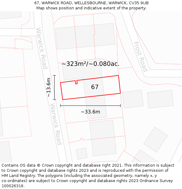 67, WARWICK ROAD, WELLESBOURNE, WARWICK, CV35 9UB: Plot and title map