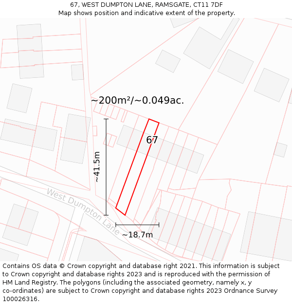 67, WEST DUMPTON LANE, RAMSGATE, CT11 7DF: Plot and title map