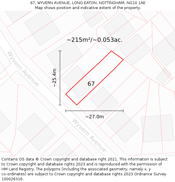 67, WYVERN AVENUE, LONG EATON, NOTTINGHAM, NG10 1AE: Plot and title map