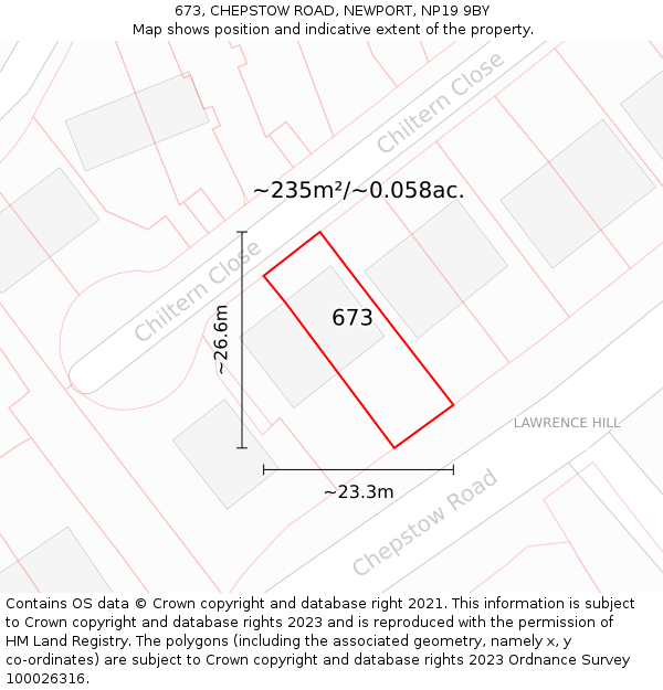 673, CHEPSTOW ROAD, NEWPORT, NP19 9BY: Plot and title map