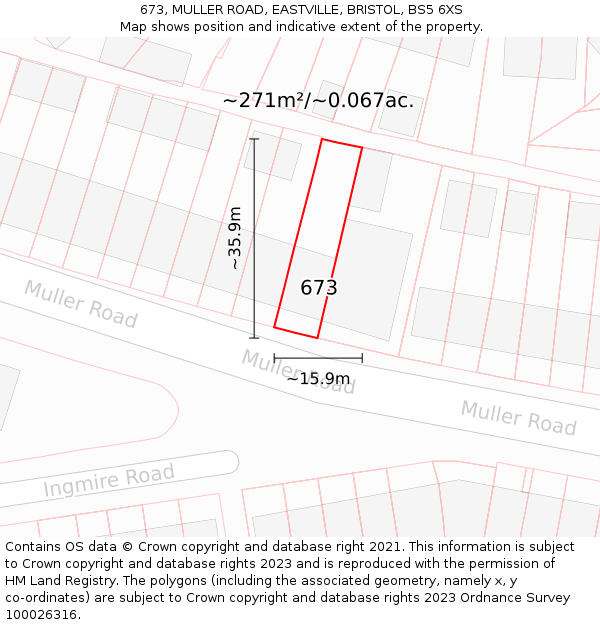 673, MULLER ROAD, EASTVILLE, BRISTOL, BS5 6XS: Plot and title map