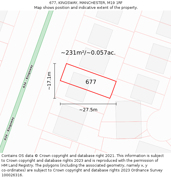 677, KINGSWAY, MANCHESTER, M19 1RF: Plot and title map