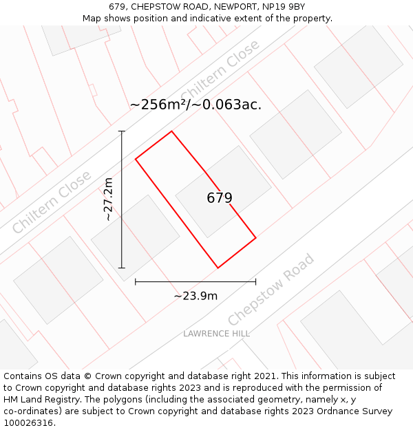 679, CHEPSTOW ROAD, NEWPORT, NP19 9BY: Plot and title map