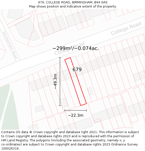 679, COLLEGE ROAD, BIRMINGHAM, B44 0AS: Plot and title map