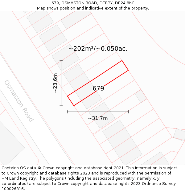 679, OSMASTON ROAD, DERBY, DE24 8NF: Plot and title map