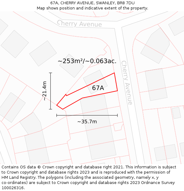 67A, CHERRY AVENUE, SWANLEY, BR8 7DU: Plot and title map