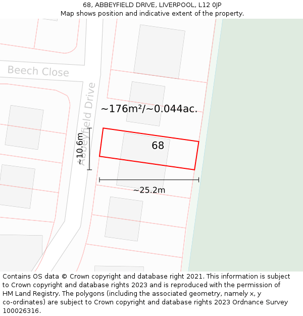 68, ABBEYFIELD DRIVE, LIVERPOOL, L12 0JP: Plot and title map