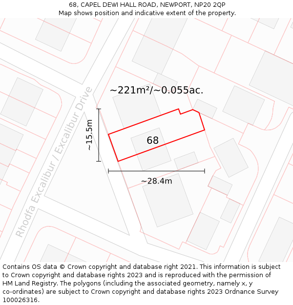 68, CAPEL DEWI HALL ROAD, NEWPORT, NP20 2QP: Plot and title map