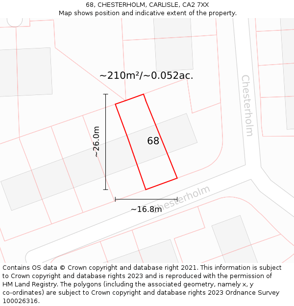 68, CHESTERHOLM, CARLISLE, CA2 7XX: Plot and title map