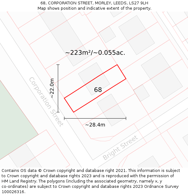 68, CORPORATION STREET, MORLEY, LEEDS, LS27 9LH: Plot and title map