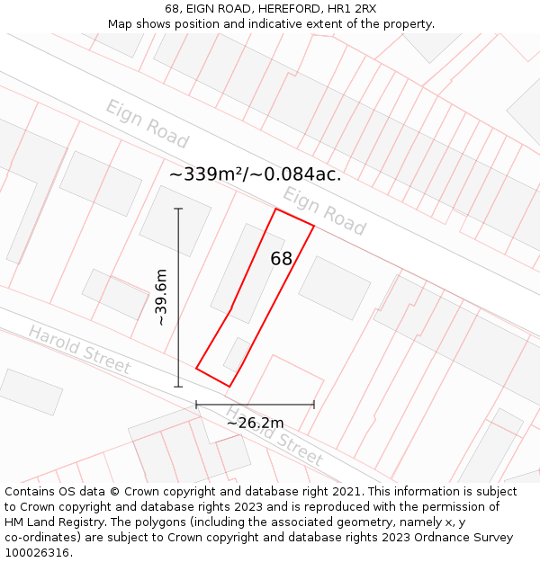 68, EIGN ROAD, HEREFORD, HR1 2RX: Plot and title map