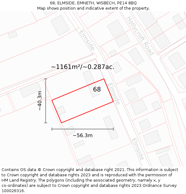 68, ELMSIDE, EMNETH, WISBECH, PE14 8BQ: Plot and title map