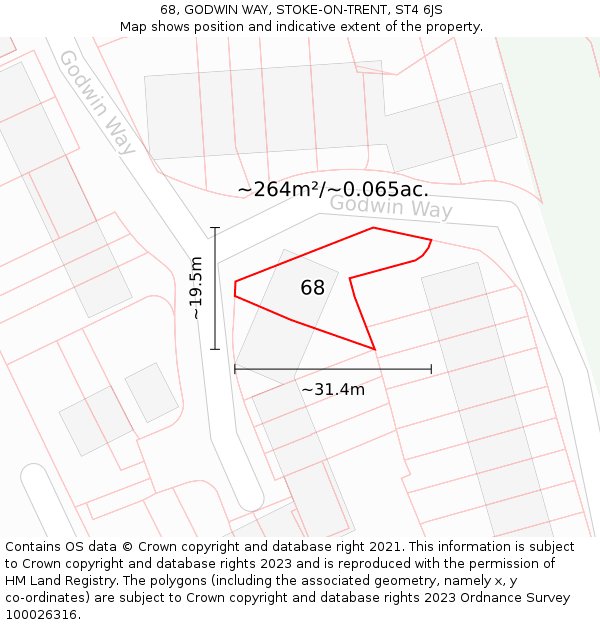 68, GODWIN WAY, STOKE-ON-TRENT, ST4 6JS: Plot and title map