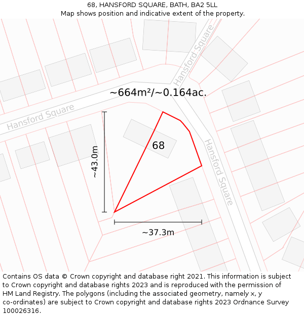 68, HANSFORD SQUARE, BATH, BA2 5LL: Plot and title map