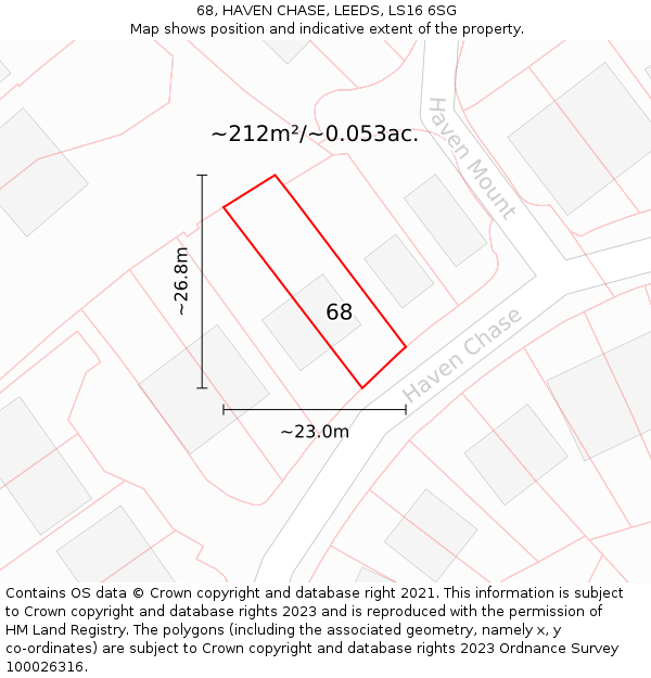 68, HAVEN CHASE, LEEDS, LS16 6SG: Plot and title map